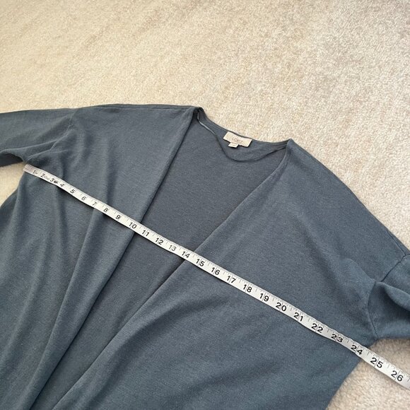 LOFT Outlet Blue Cotton Lightweight Open Front Cardigan Sweater Knit Top L - Picture 6 of 10